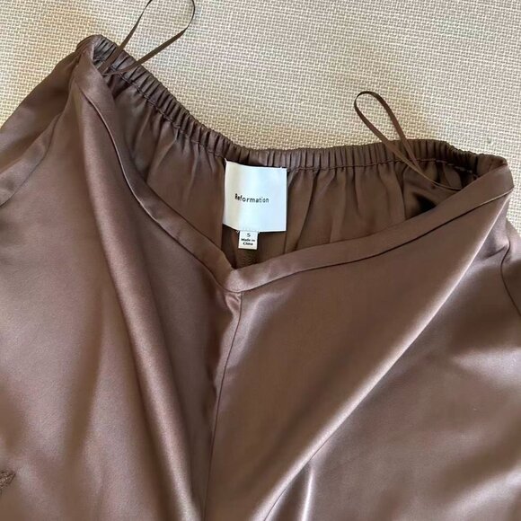 BEST Reformation Fern Satin Short Small  Pinecone Cafe Lace French Causal - Picture 8 of 11